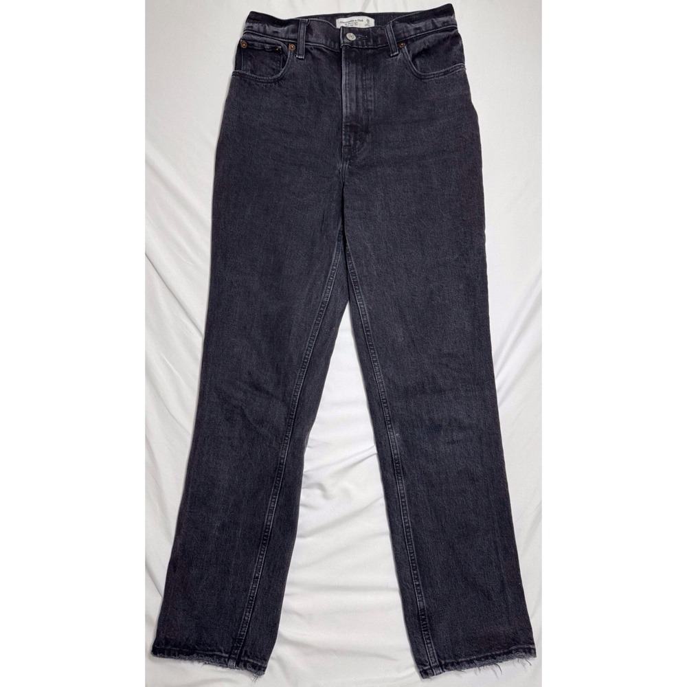 Abercrombie & Fitch The 90s Straight Ultra High Rise Black Denim Jeans Womens 2R